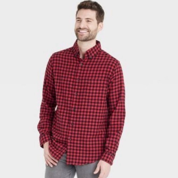 Goodfellow & Co Red and Black Plaid Men's M Shirt - Picture 2 of 12